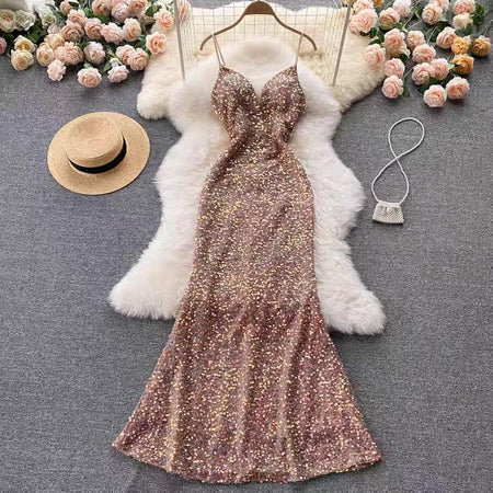 Beige - Amy Sequined Dress