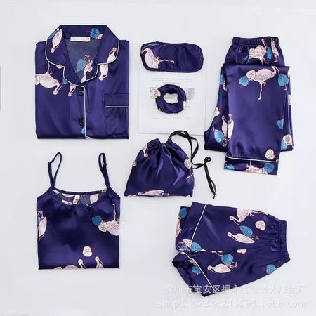 Femme Satin 7 Pc Nightsets - Alamode By Akanksha