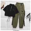 Black top, Green Pants Set