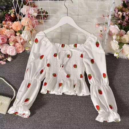 Strawberry - Nelly Embroidered Blouses