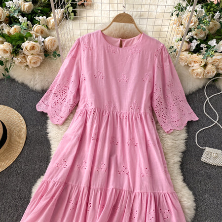 Pink - Manny Eyelet Dress