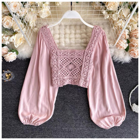 Pink - Alma Crochet Blouse