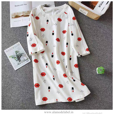 White Lipstick - Silvesta Cotton Nightdress
