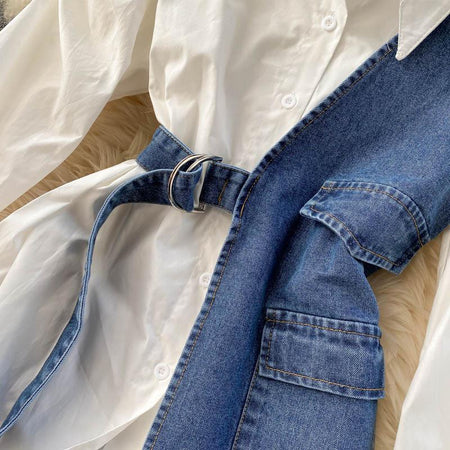 Cresta Statement Shirt Dress In White