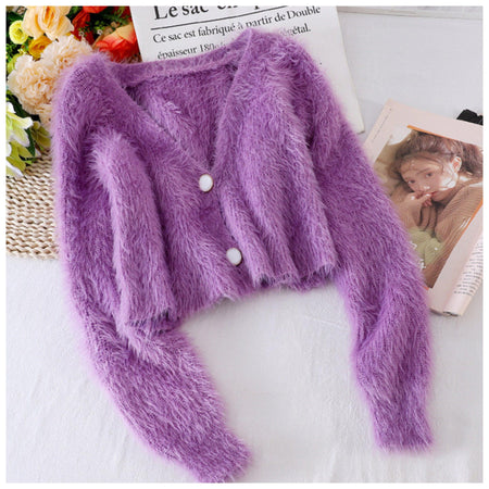 Purple - Cashmere Cropped Jumpers