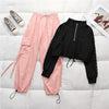 Black top, Peach Pants Set