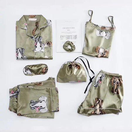 Femme Satin 7 Pc Nightsets - Alamode By Akanksha