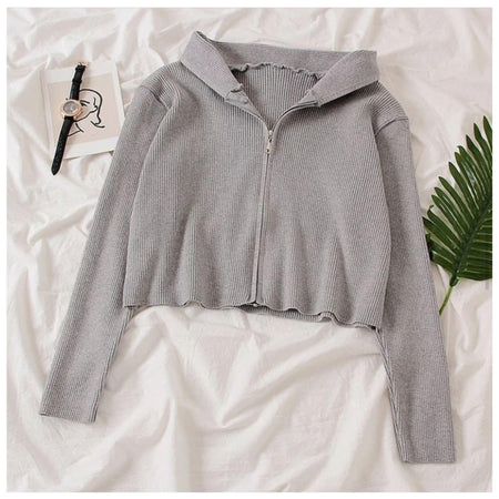 Grey - Tolio Cropped Hoodie
