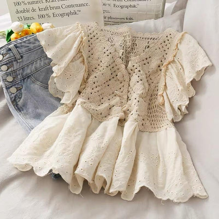 Beige - Mertha Eyelet Blouse