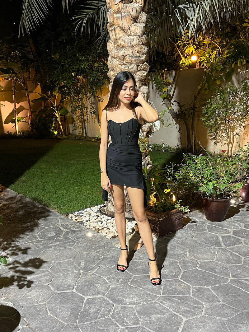 Lizbe Corset Bodycon Dress in Black - Alamode By Akanksha