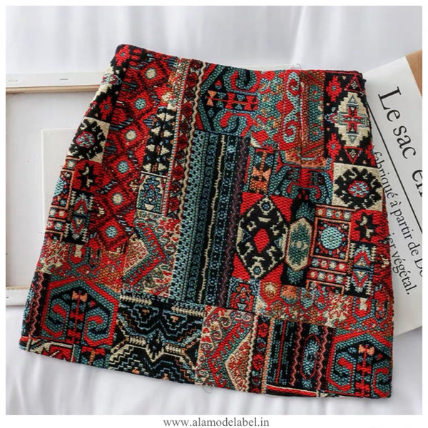 Vintage Tesla Embroidered Skirt - Alamode By Akanksha