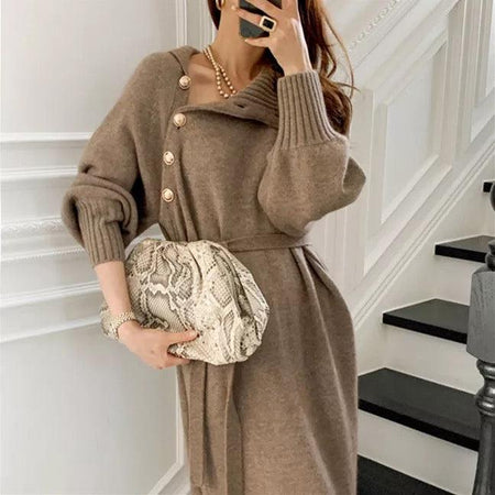 Brown - Sikura Winter Dress