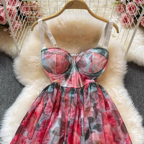 Peony Bustier Dress In Multicolor