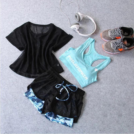 Blue Pattern 3 Piece Set - Gymwear 3 Piece Set