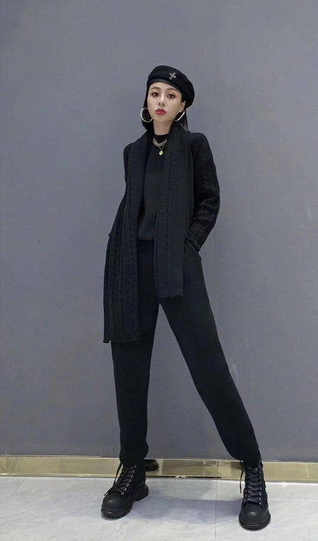 Black - Brianne Set of Coord with Scarf