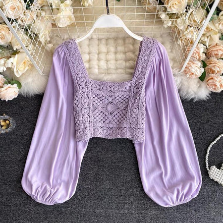 Lilac - Alma Crochet Blouse