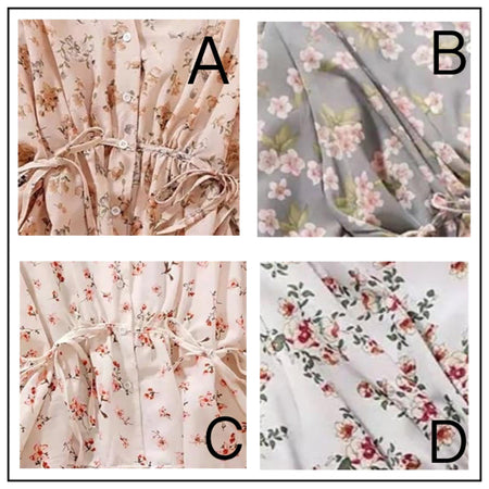 Code A(Peach) - Pegmove Floral Blouses