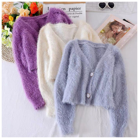 Blue - Cashmere Cropped Jumpers