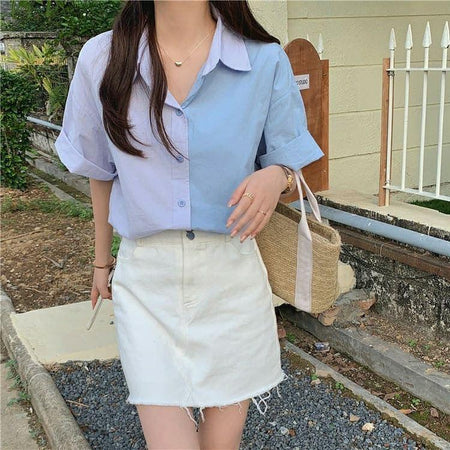 Blue - Caderil Half and Half Shirt