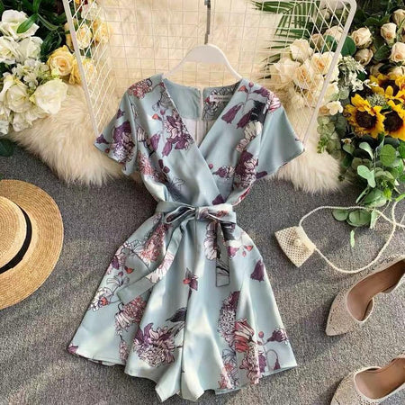 Blue - Morphe Floral Romper