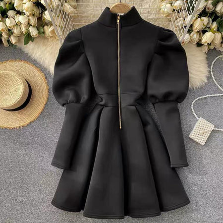 Black - Laura Puffed Sleeve Dress