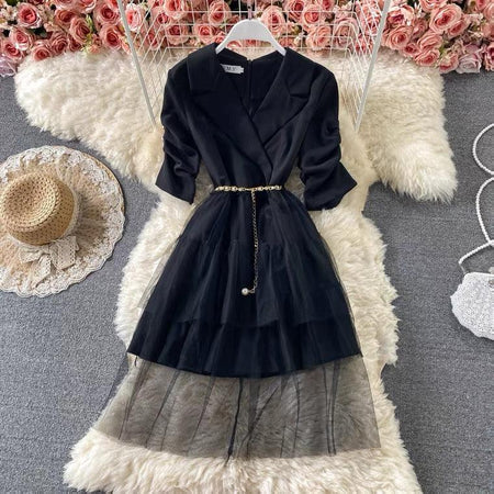 Black - Siluvet Blazer Dress