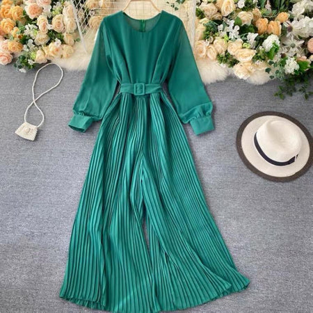 Green - Emily Pleated Jumpsuit