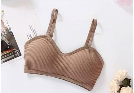 Brown - Vinyl Bralettes (Removable Pads)