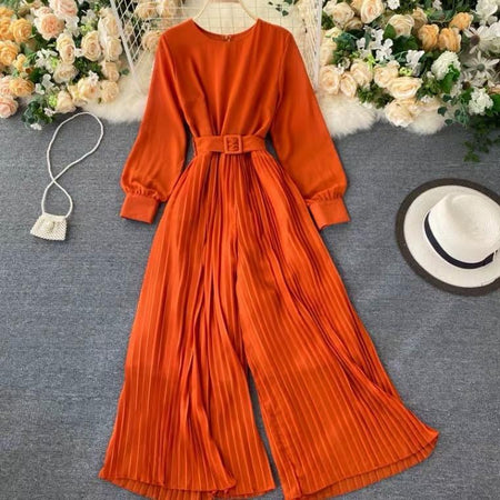Orange - Emily Pleated Jumpsuit