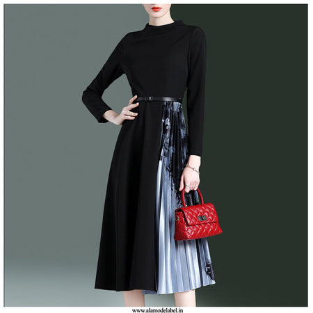 Blue - Kousel Luxury Pleated Dress
