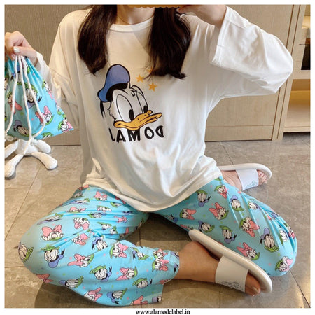Code 6 - Iris Set of Cotton Nightsuit with Bag
