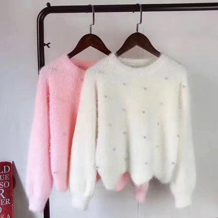 Pink - Iconic Pearled Sweater