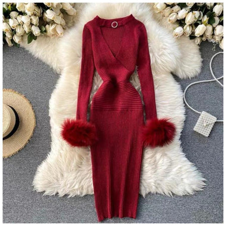 Maroon - Soliate Statement Dress