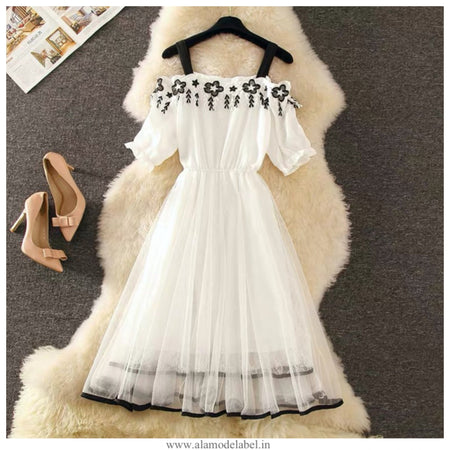 White - Kamiya Embroidered Dress