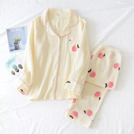 Beige - Cherry Cotton Nightset