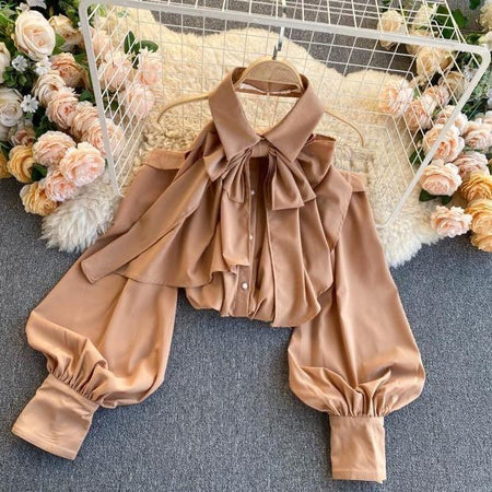 Brown - Hansel Bow Tie Blouse