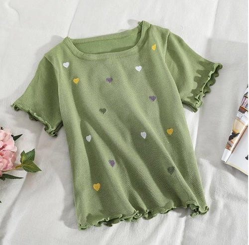 Heart Embroidered Tops