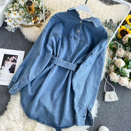 Winster Denim Shirt with Waist Bag - Alamode By Akanksha