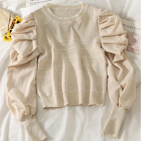 Beige - Laurent Statement Blouse