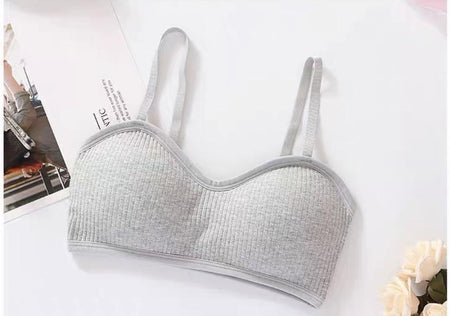 Grey - Vinyl Bralettes (Removable Pads)