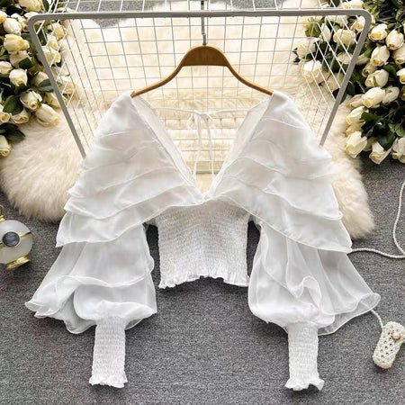 White - Senna Ruffle Blouse