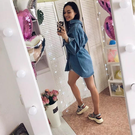 Winster Denim Shirt with Waist Bag - Alamode By Akanksha