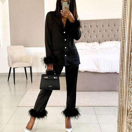 Black - Carter Luxury Satin Nightsuit