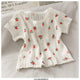 Cherry Buttoned Crop Top - Alamode By Akanksha