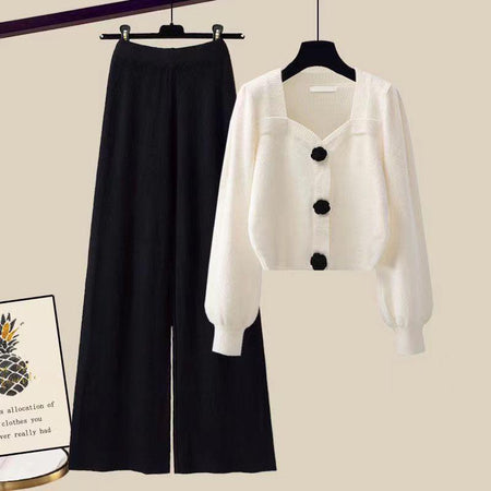 Code 3 - White Top Black Pants - Jolene Woolen Coord Set