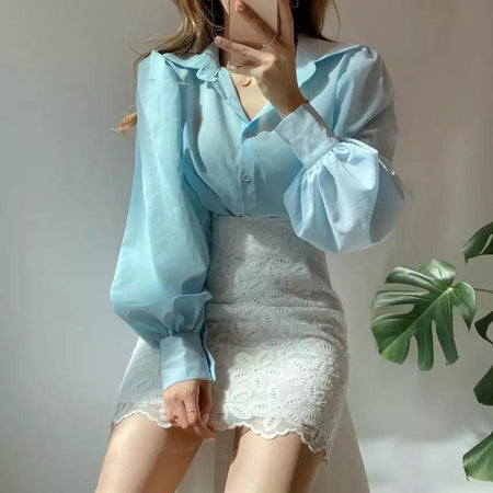 Blue - Elena Luxury Blouse
