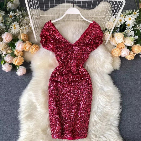 Maroon - El Sequined Dress