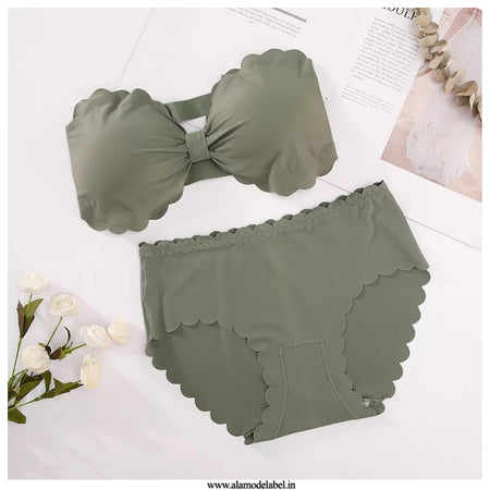 Olive - Luxury Scalloped Lingerie Set