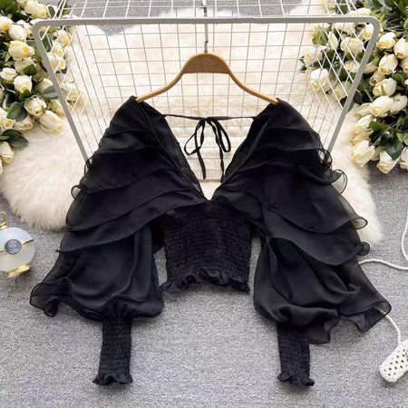 Black - Senna Ruffle Blouse