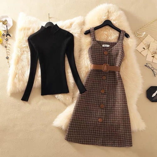 Lauder Dress and Top Set In Black and Brown
